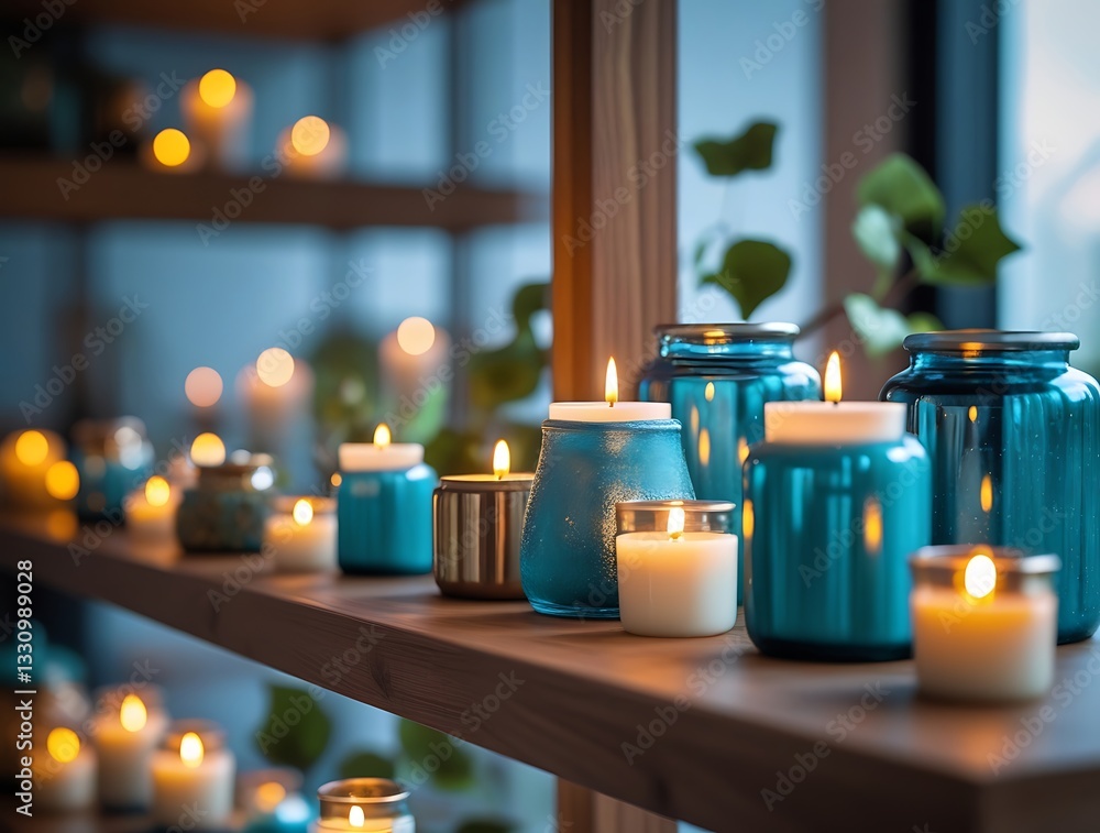 Assorted candles in jars and holders burning softly on a wooden shelf, creating a peaceful, warm ambiance with soft lighting and modern home decor charm
Assorted candles in jars and holders burning softly on a wooden shelf, creating a peaceful, warm ambiance with soft lighting and modern home decor charm