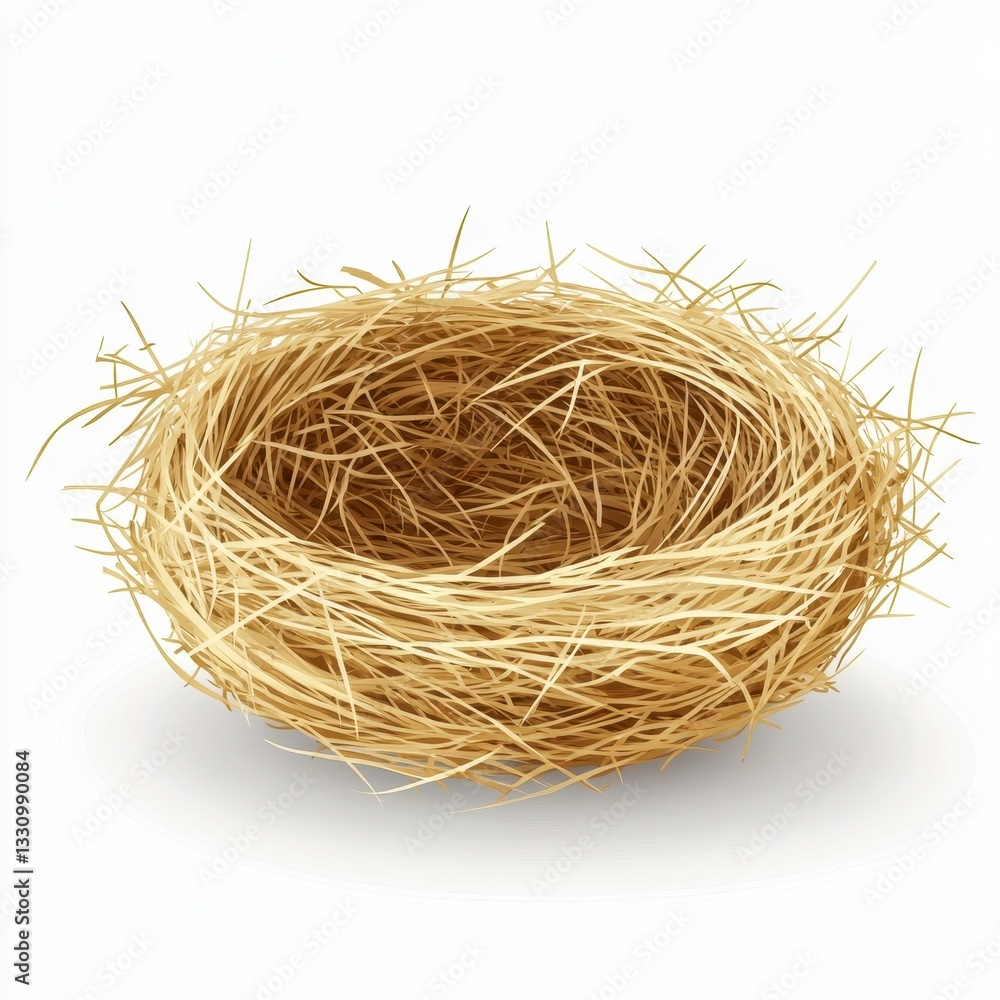 Empty Beige Bird Nest on White Background Empty Beige Bird Nest on White Background