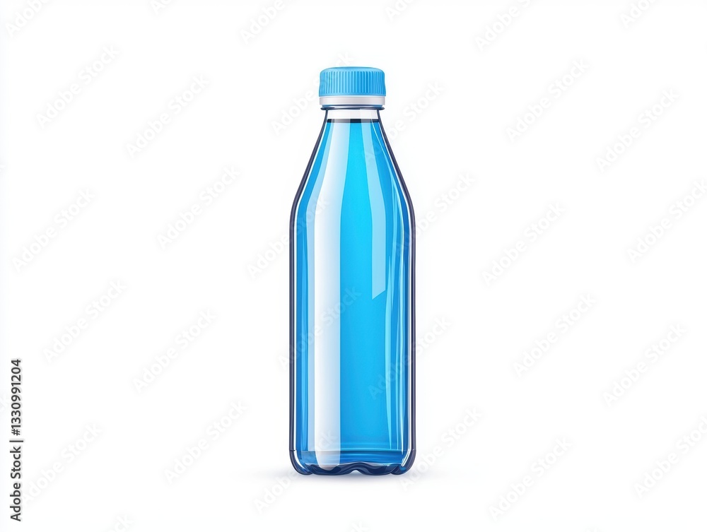 A clear blue plastic bottle, designed for containing liquids, featuring a screw-on cap and a simple, modern shape. A clear blue plastic bottle, designed for containing liquids, featuring a screw-on cap and a simple, modern shape.