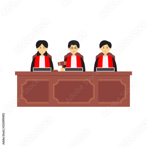 Law & Justice Character 2 Three Judges in Courtroom