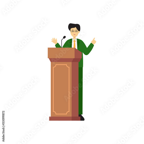 Law & Justice Character 2 Man Speaker at Podium