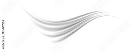 Grey wind lines element. Light curve wavy speed effect. Air stream flow motion trace. Swoosh and twirl swirl stripes path design illustration. Wind blow wave concept. Vector background