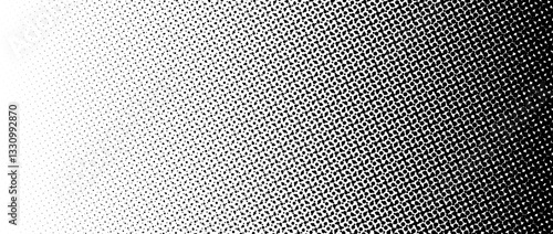 Black halftone gradient background. Fading overlapping dotted half tone texture. Vanishing polka dot backdrop. Alternative raster pixel gradation pattern. Vector comic pop art overlay wallpaper