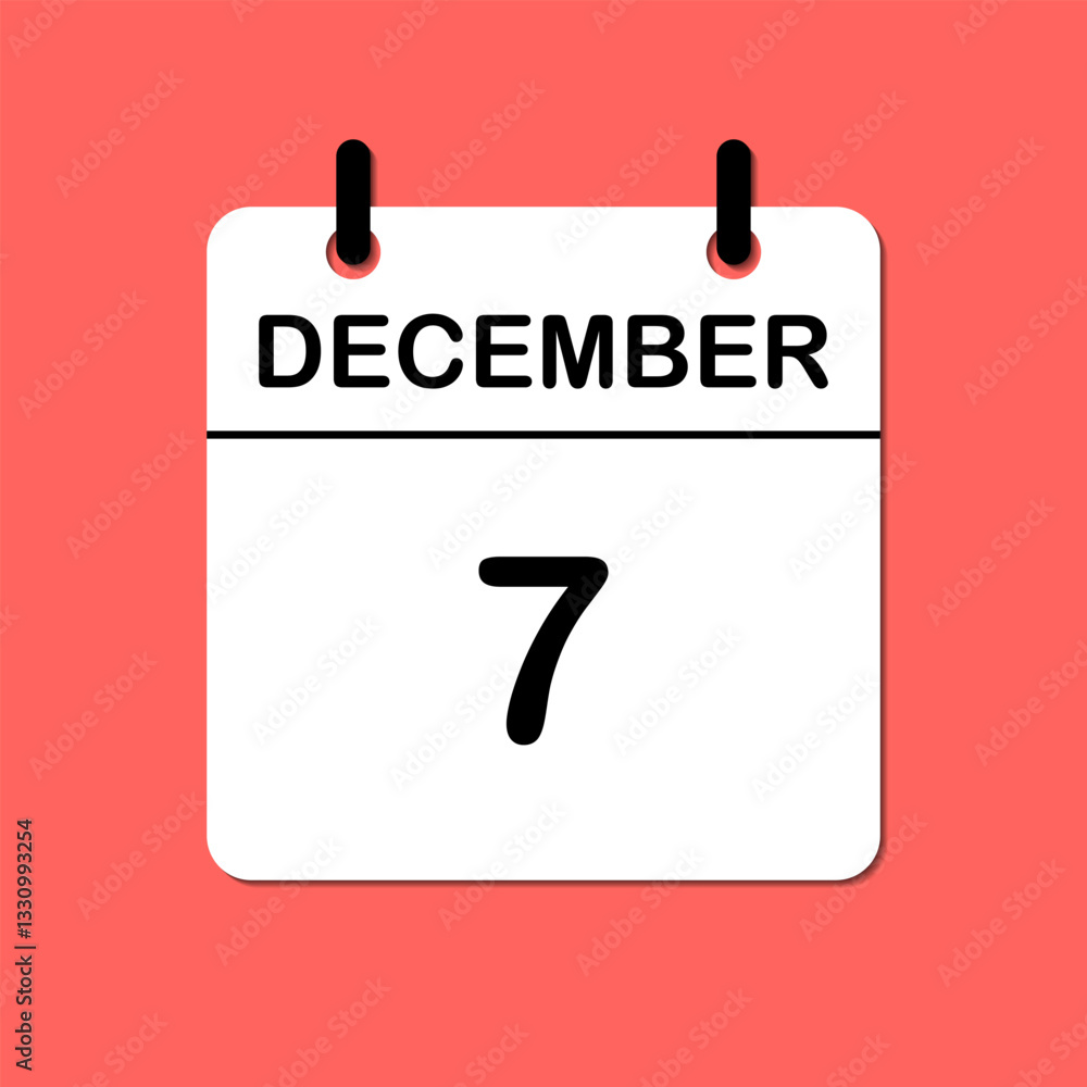 December 7. Daily Calendar icon for design. Simple design for business brochure, flyer, print media, advertisement. Easily editable. December 7. Daily Calendar icon for design. Simple design for business brochure, flyer, print media, advertisement. Easily editable.