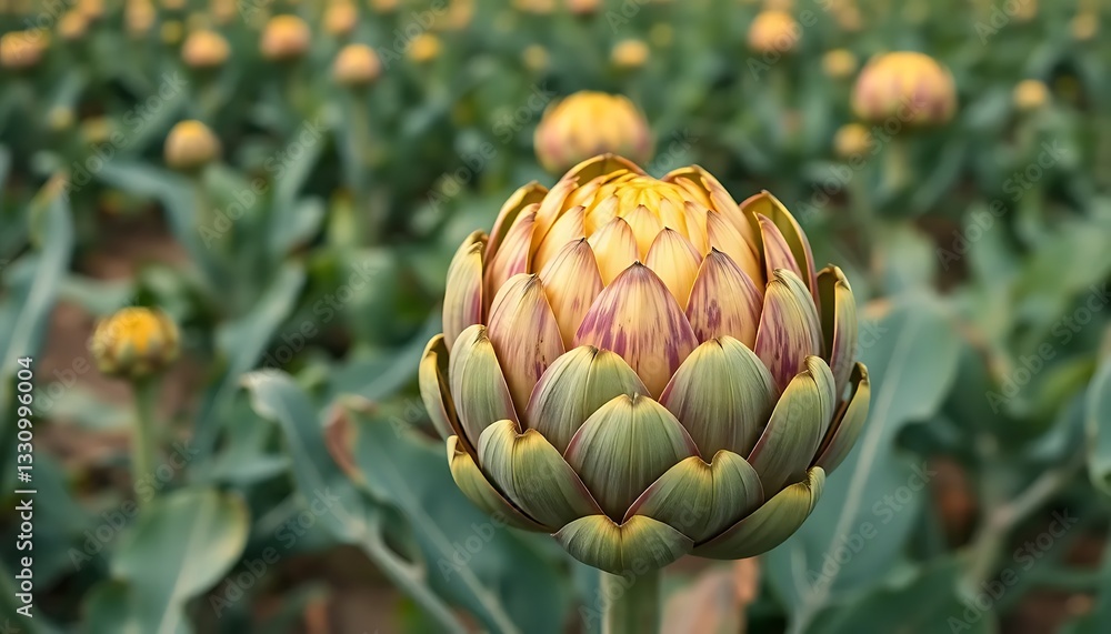 Fototapeta premium Ripe Artichoke An Artichoke Plantation