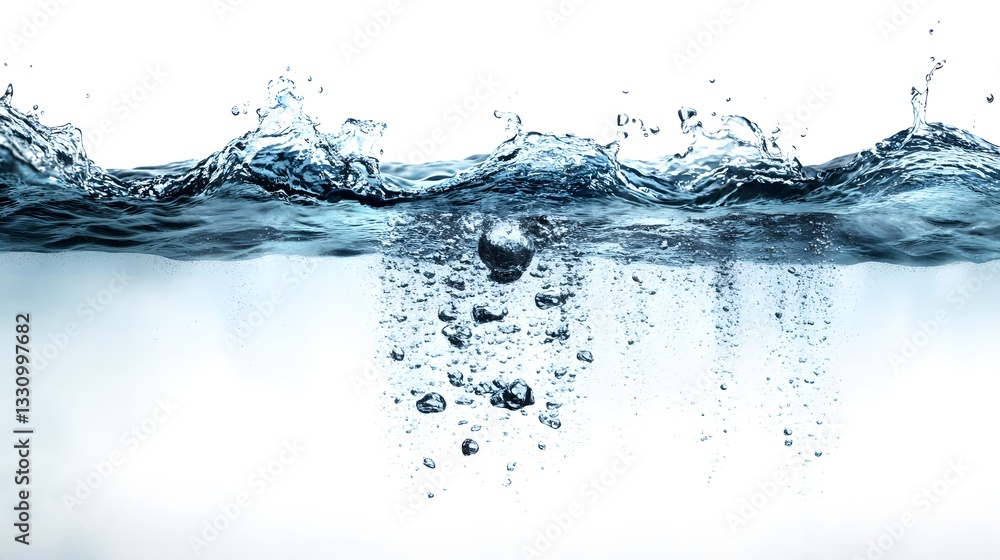 Water splash wave with bubbles isolated on white background for design elements, nature, freshness. Water splash wave with bubbles isolated on white background for design elements, nature, freshness.