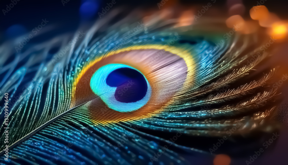 Obraz premium Vibrant Close-Up of Peacock Feathers with Eye-Catching Patterns