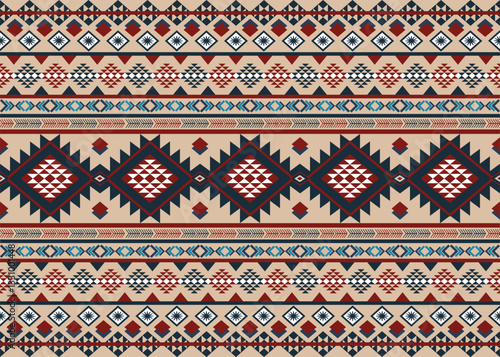 Native American indian ornament pattern navajo 
mexican fabric seamless Vector decoration fashion
