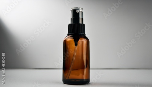 Wallpaper Mural Amber glass bottle with a black spray top, perfect for essential oils or other liquids. Simple and elegant design. Torontodigital.ca