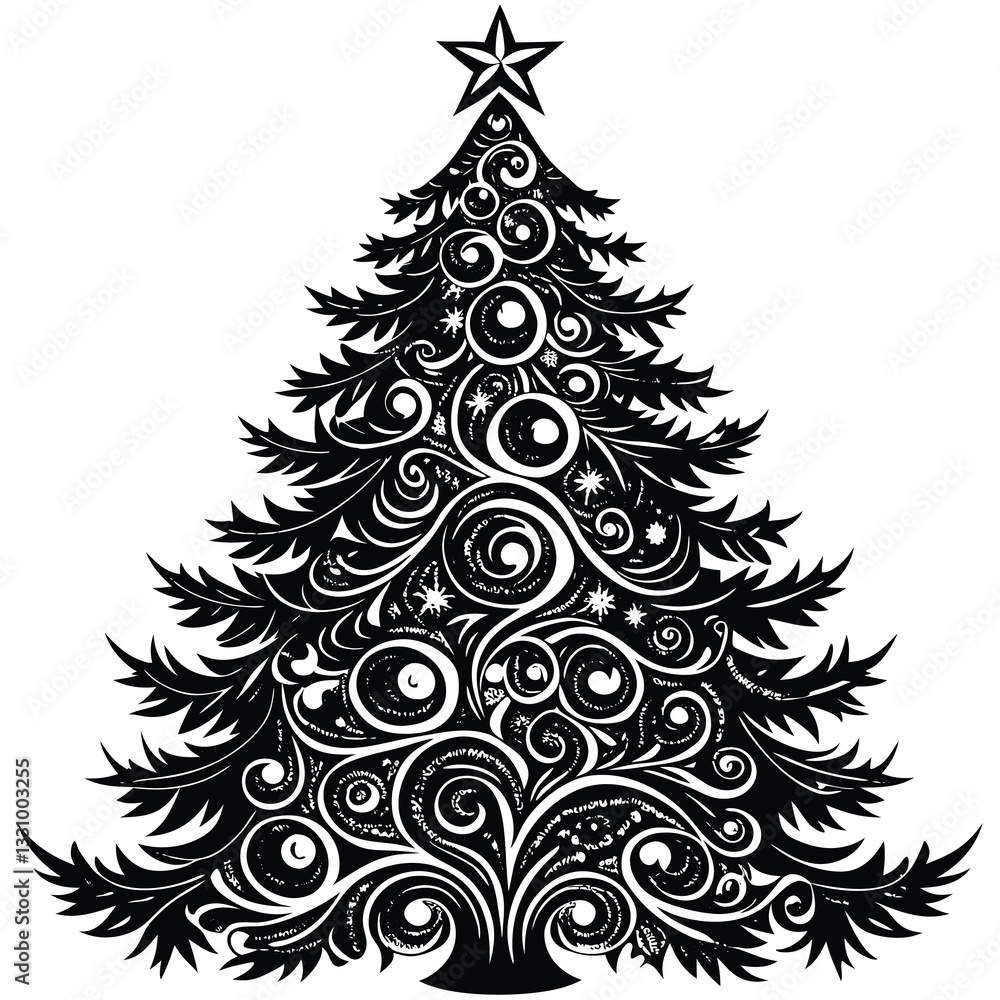 Obraz premium Christmas tree silhouette Vector