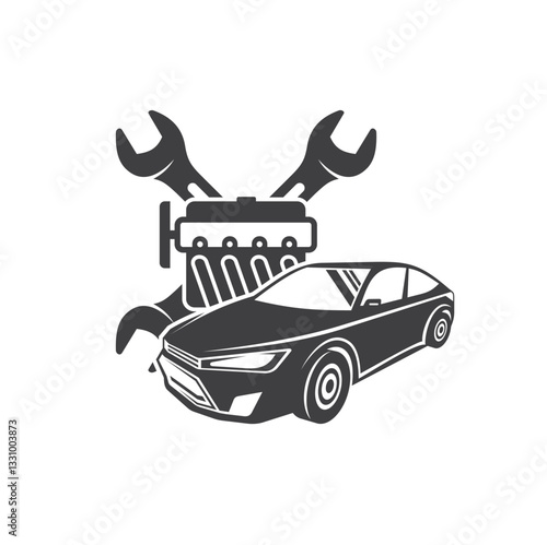 car engine illustration, autocar, vector art