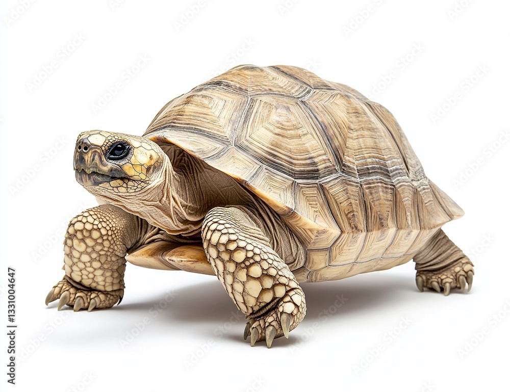 Obraz premium Yellow-footed tortoise walking on white background.