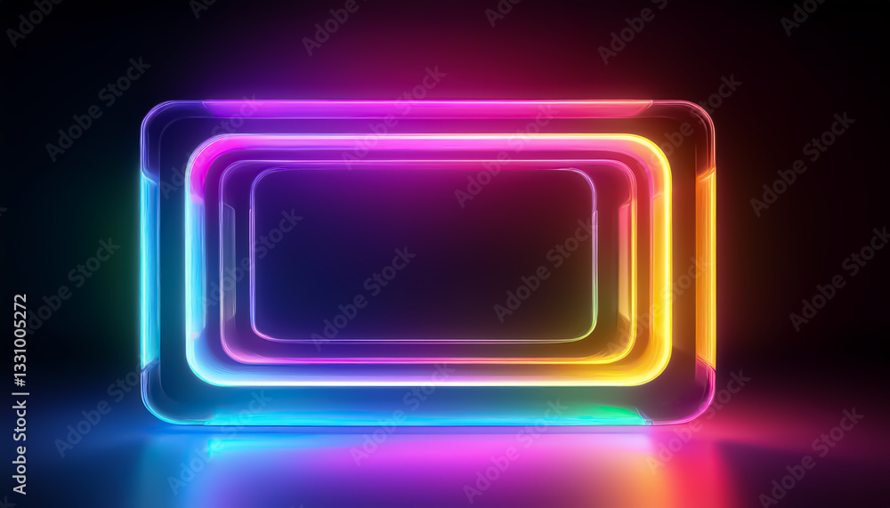 Vibrant Geometric Shape with Neon Light Effects Vibrant Geometric Shape with Neon Light Effects