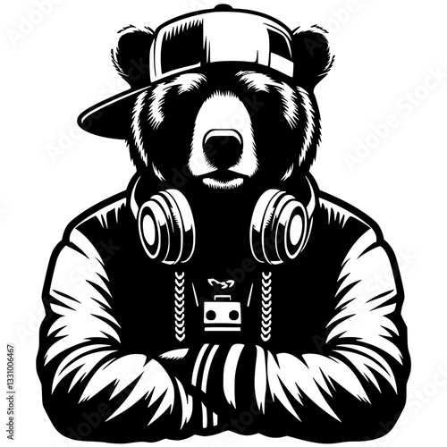 Cool dressed bear silhouette