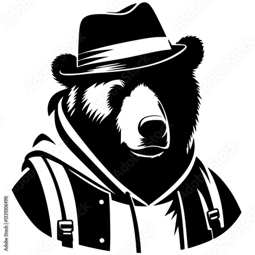 Cool dressed bear silhouette