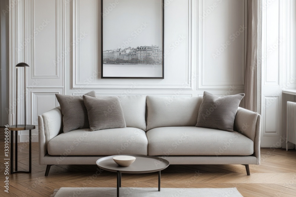 Modern Sofa in Parisian Apartment with Artwork Modern Sofa in Parisian Apartment with Artwork