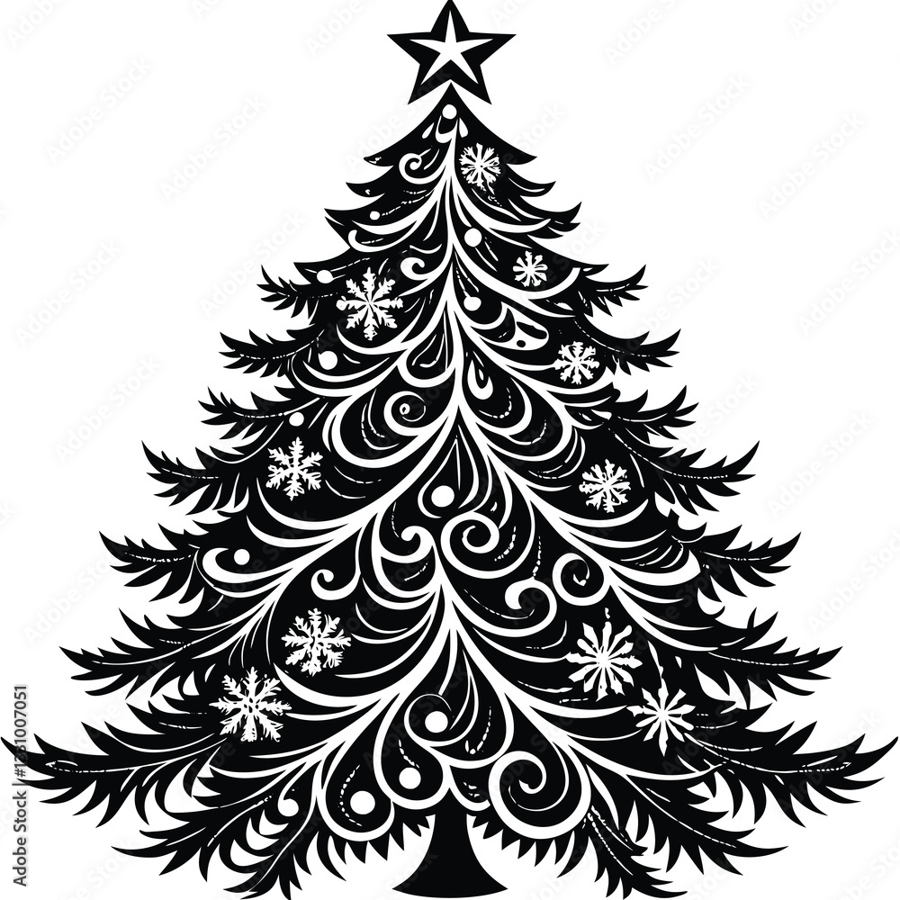 Obraz premium Christmas Tree Silhouette Design