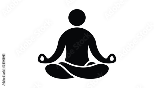 Meditation Icon. Yoga Pose, Mindfulness, and Relaxation Silhouette Vector.