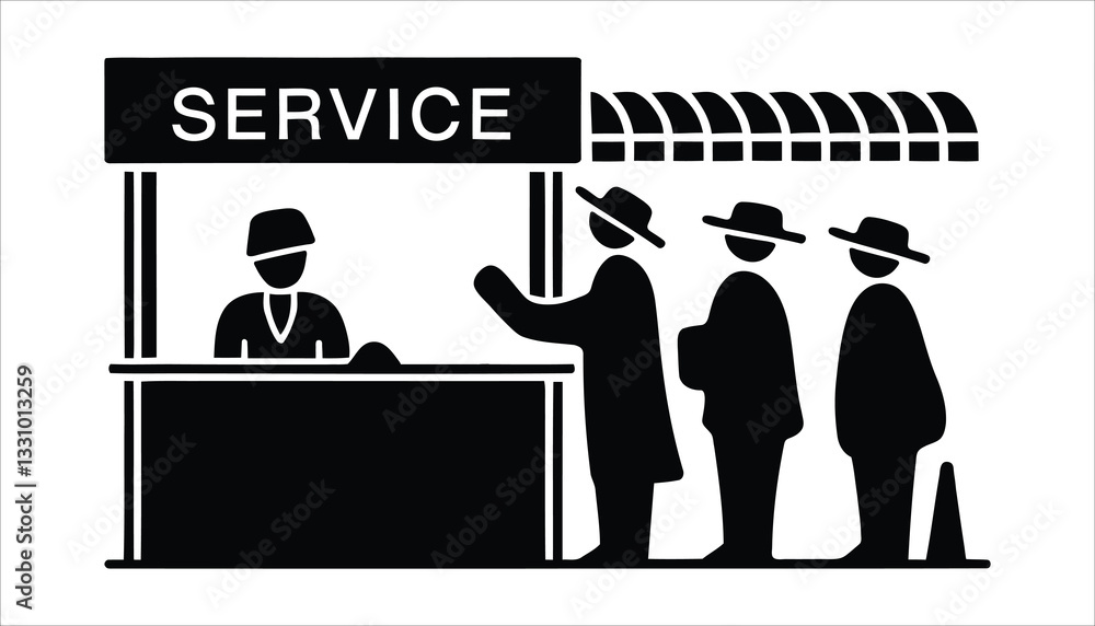 Customer Service Icon. Queue at Information Desk Vector. Customer Service Icon. Queue at Information Desk Vector.