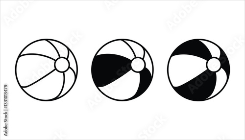 Beach Ball Icon Set. Summer Toy Vector Illustration.