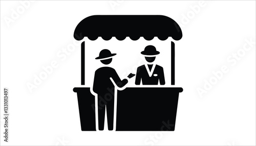 Market Stall Transaction Icon. Business Sales and Trade Vector.