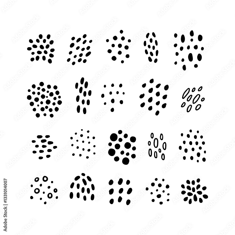 Hand drawn funky dot vector texture set Hand drawn funky dot vector texture set