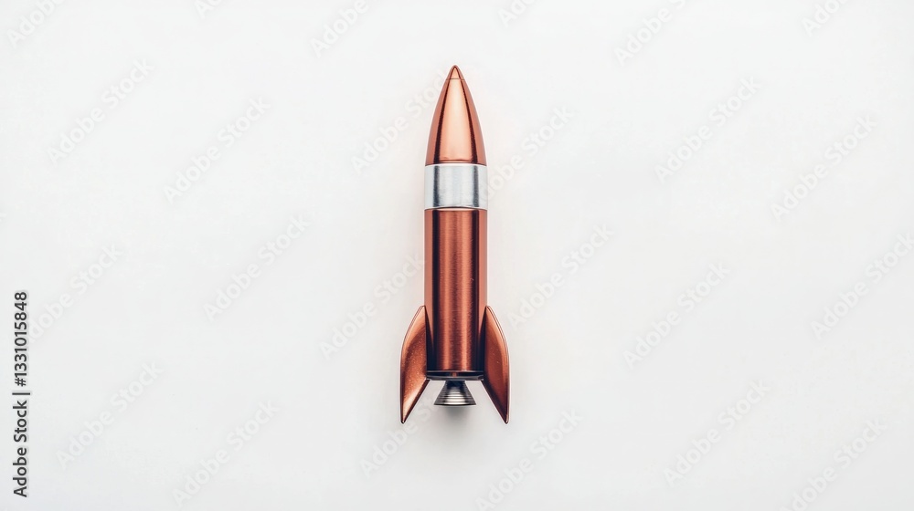 Obraz premium Copper Rocket Ship Launch Startup New Beginning Success
