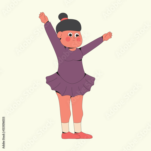 Girl Playing Ballet Cartoon Illustration