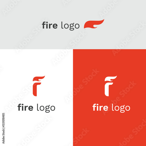 fire logo on letter f design