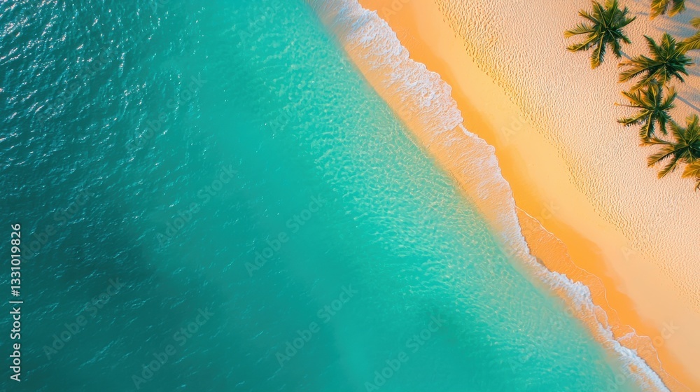 Fototapeta premium Aerial view of a tropical beach with turquoise water.