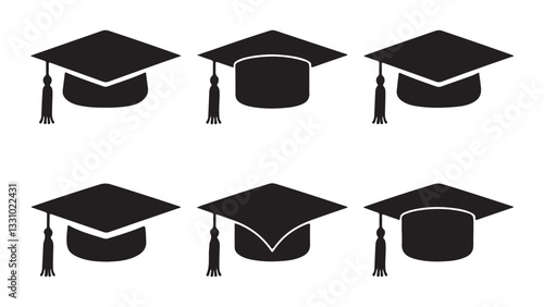 Graduation cap and diploma set with tassel in black, symbolizing academic achievement and success