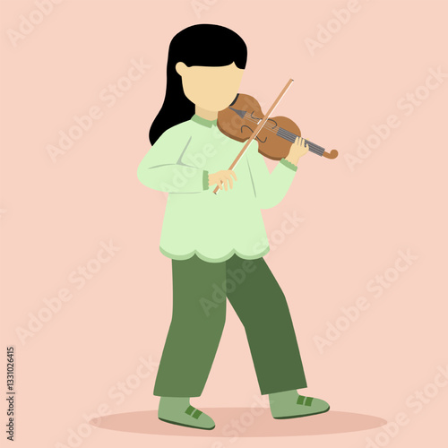 woman violinist in flat illustration style