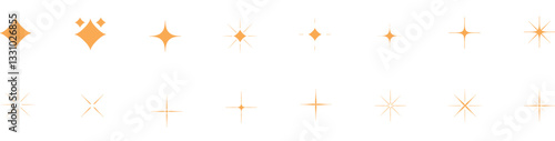 Set of Stylish golden Star and Sparkle Icons for Creative Design Projects.
