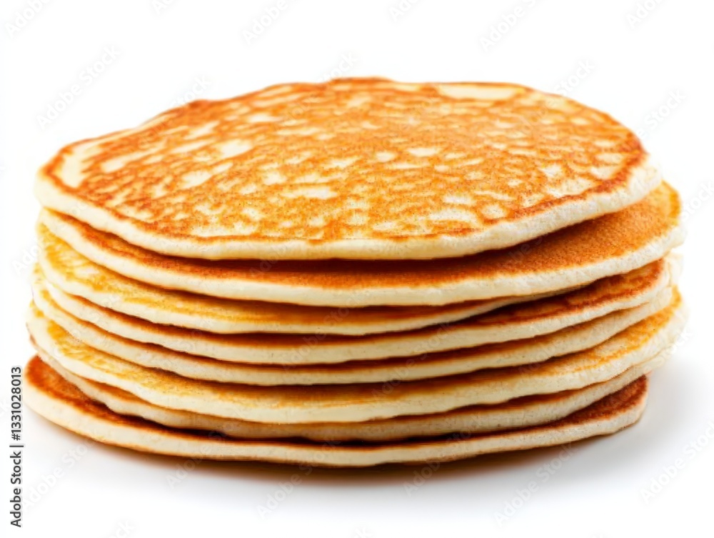 Stack of fluffy golden pancakes isolated on a white background high resolution stock photo for breakfast lovers and culinary food photography Stack of fluffy golden pancakes isolated on a white background high resolution stock photo for breakfast lovers and culinary food photography