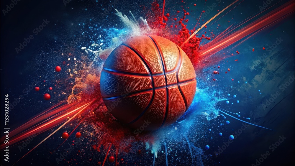 Fototapeta premium Dynamic Basketball Action A Vibrant Burst of Color and Energy