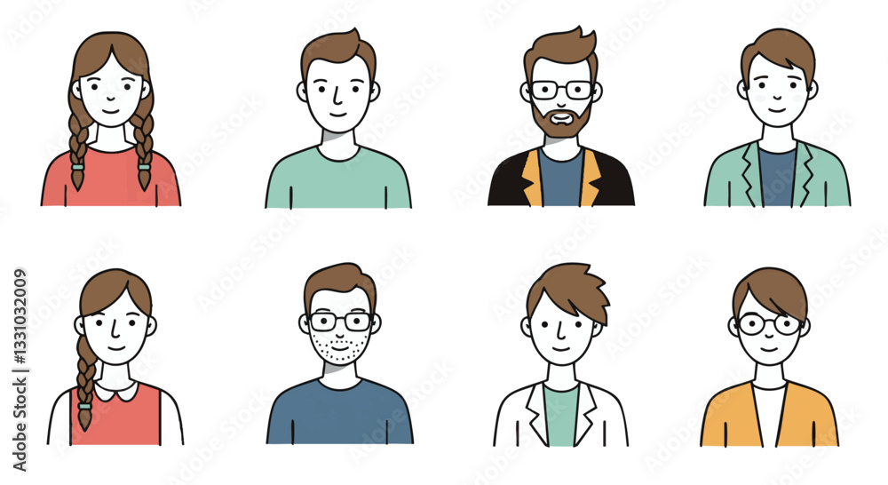 Social Media Avatars Vector Illustration Pack on Plain White Background Social Media Avatars Vector Illustration Pack on Plain White Background