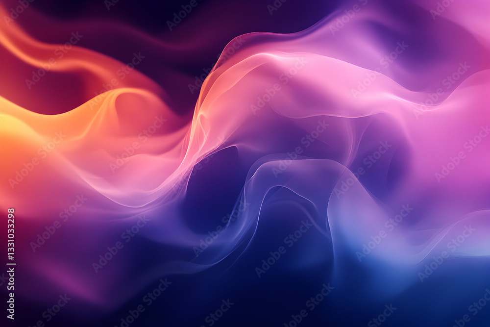 Obraz premium Abstract swirling colorful smoke, vibrant hues of pink, purple, orange, and blue, creating a dynamic and ethereal visual. Perfect for backgrounds, websites, and design projects.