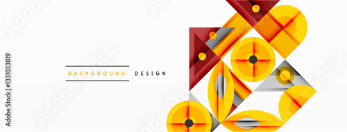 Dynamic geometric composition with sharp angles, circular forms, and gradient colors