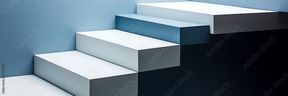 Abstract Steps, Blue and White, Modern Design Abstract Steps, Blue and White, Modern Design