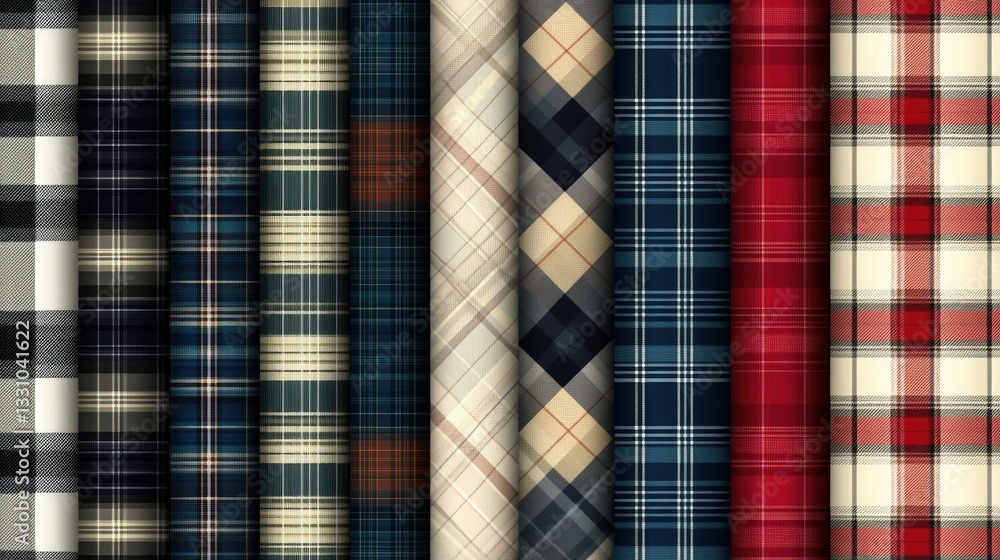 Plaid seamless vector pattern set Plaid seamless vector pattern set