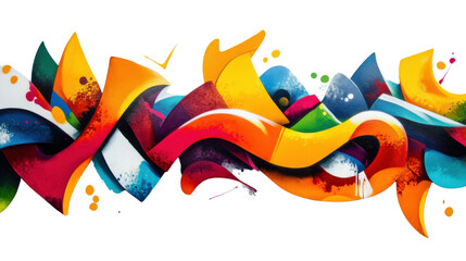 Colorful abstract graffiti art exploding with vibrancy on transparent background