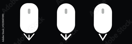 Scroll down computer mouse icon set in black and white colors