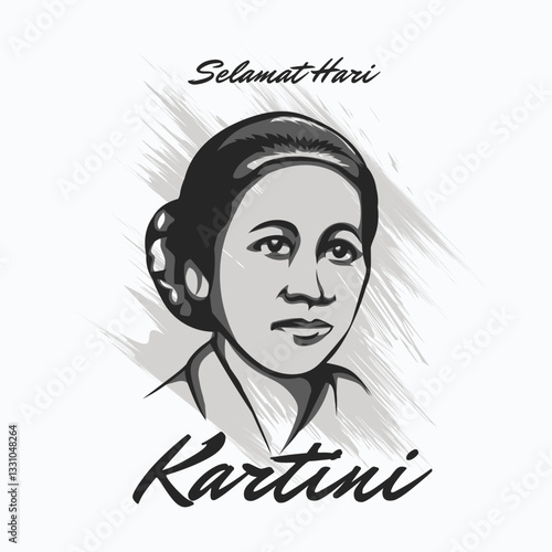 Kartini day banner. Indonesian woman hero. 21April