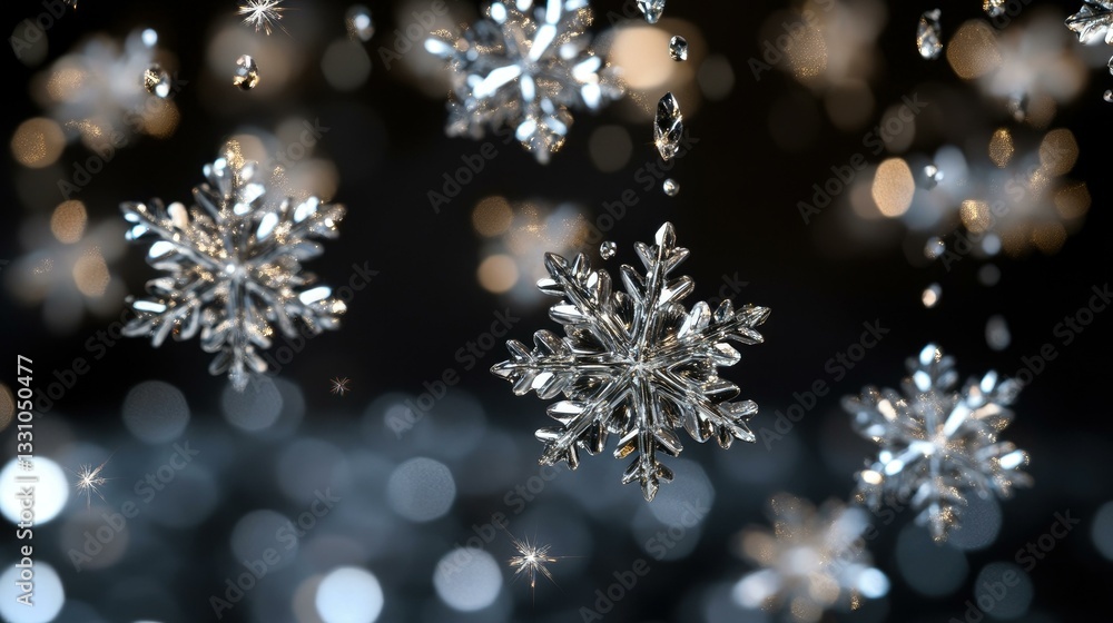 Snowflakes falling on a transparent background for holiday decorations Snowflakes falling on a transparent background for holiday decorations