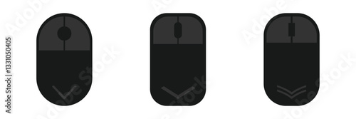 Scroll down computer mouse icon set in black and white colors