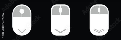 Scroll down computer mouse icon set in black and white colors
