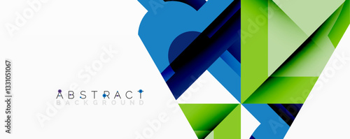 Abstract geometric artwork with interwoven angular and curved shapes, dynamic composition with smooth gradients and bold contrasts