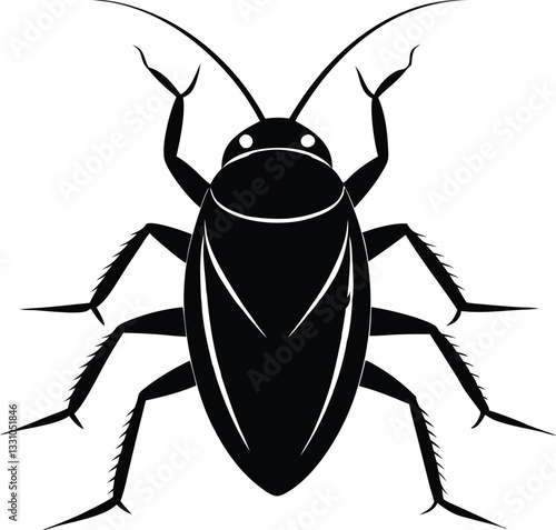 Cockroach Icon Vector Art, Cockroach silhouette icon illustration isolated design.