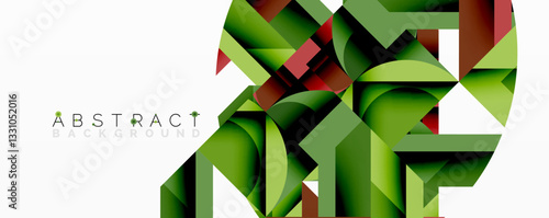 Abstract geometric artwork with interwoven angular and curved shapes, dynamic composition with smooth gradients and bold contrasts