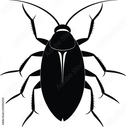 Cockroach Icon Vector Art, Cockroach silhouette icon illustration isolated design.